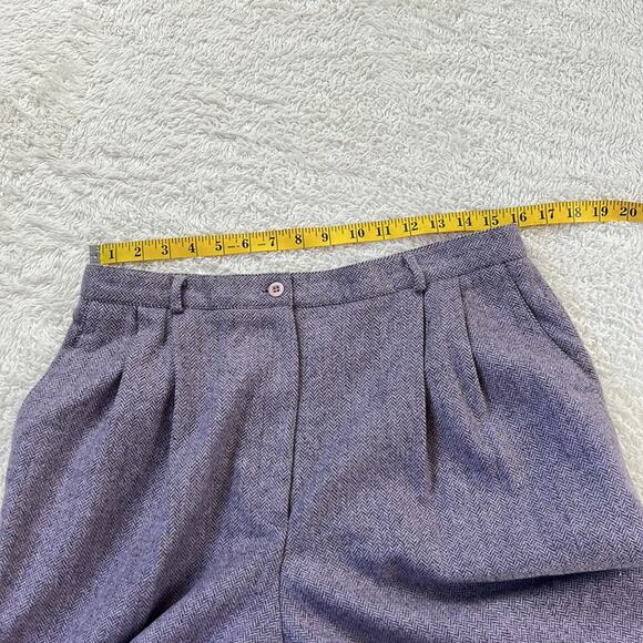 Field Manor Modern Classics 80s pleated front purple wool cuffed trousers, 16 - Picture 8 of 11